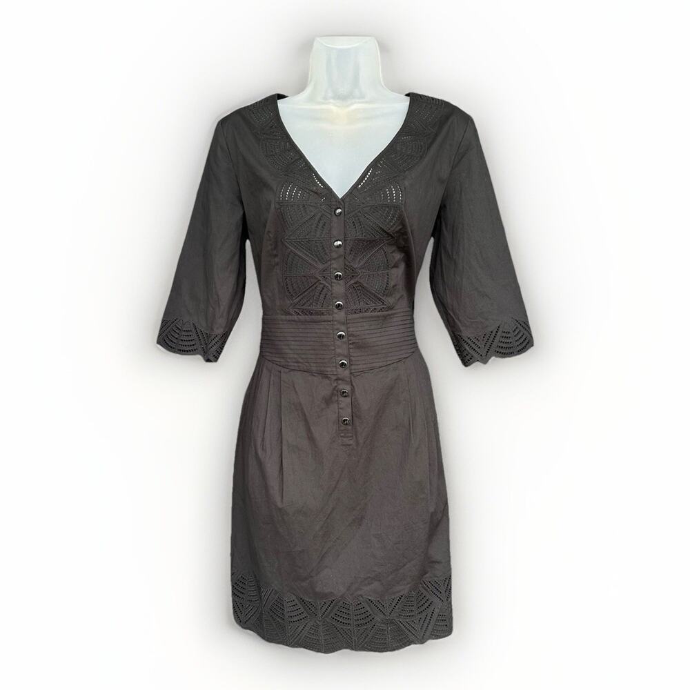 CATHERINE MALANDRINO Little Black Dress Sz 10 Cut Out Detail Whimsigoth Boho
